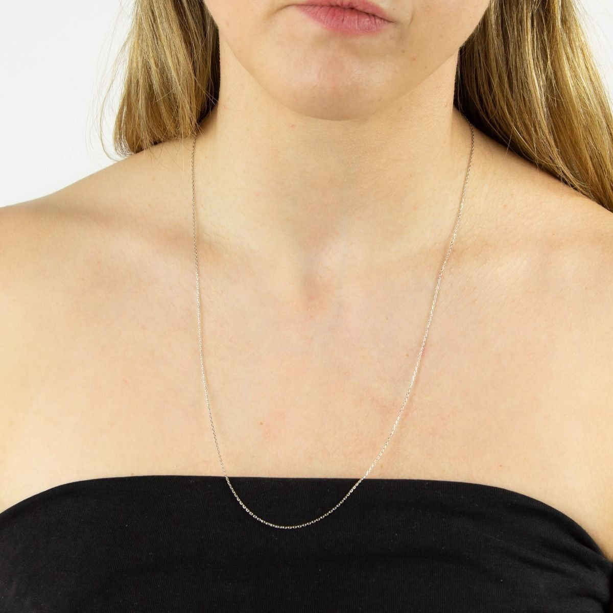 Diamond Cut Trace Chain Necklace 9ct White Gold 375 Hallmarked British Made 61cm