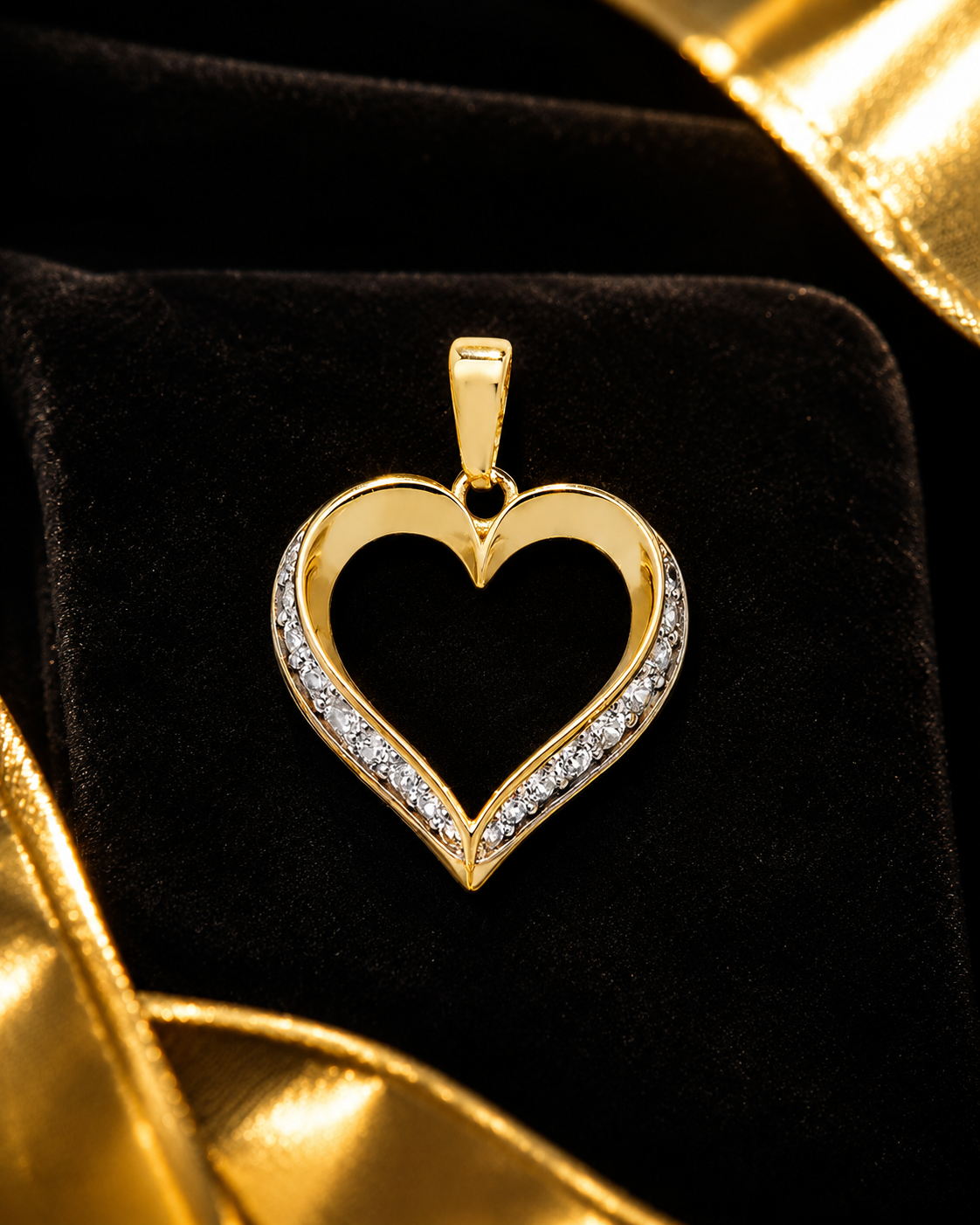 Double Set Heart 9ct Yellow Gold Pendant 375 Hallmarked All Chain Lengths