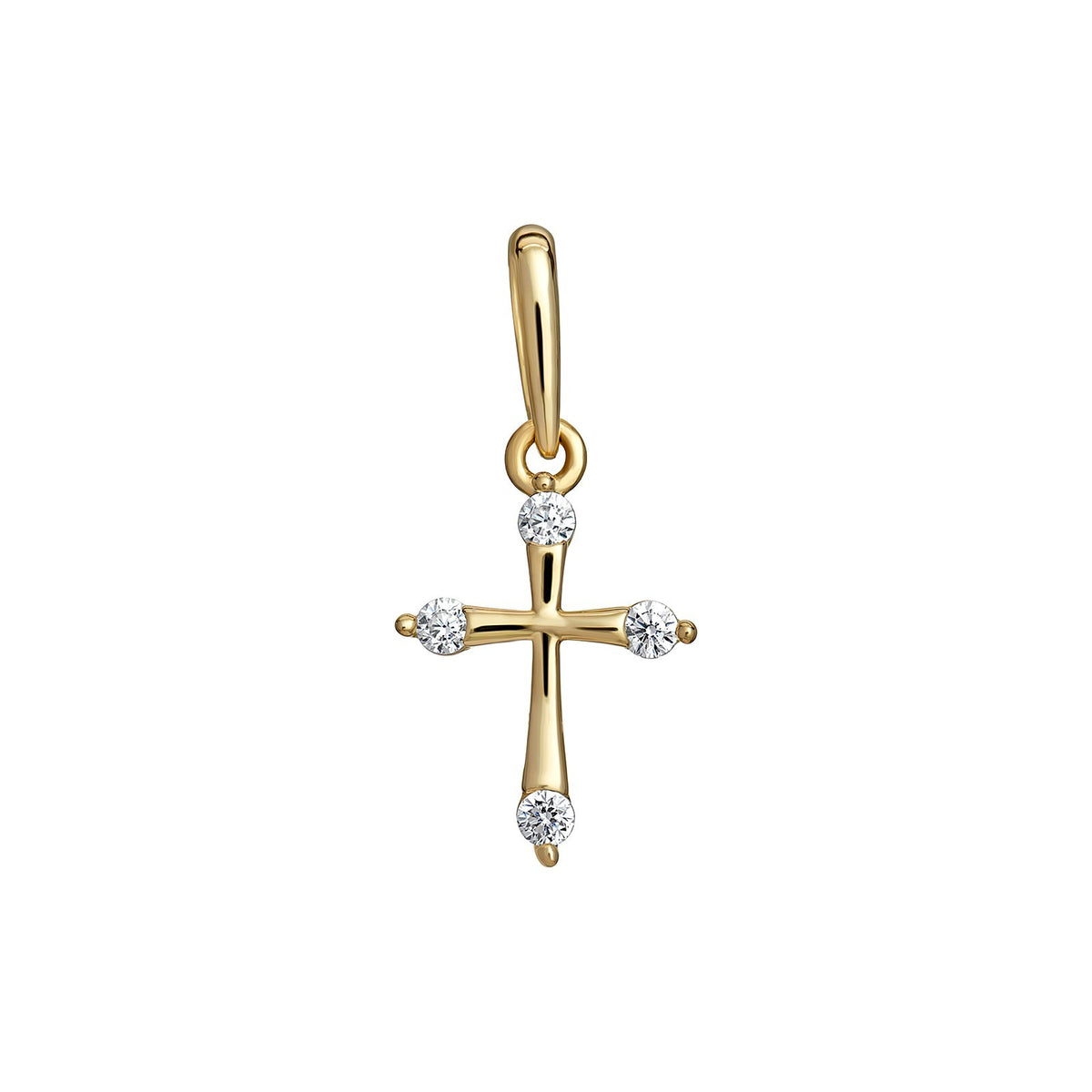4 Stone Cross 9ct Yellow Gold Pendant 375 Hallmarked All Chain Lengths