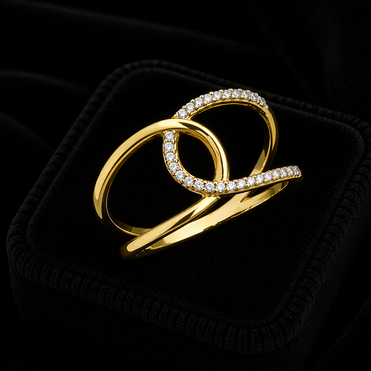 Flush Interlocking Ring 9ct Yellow Gold Hallmarked Sizes J - S British Made