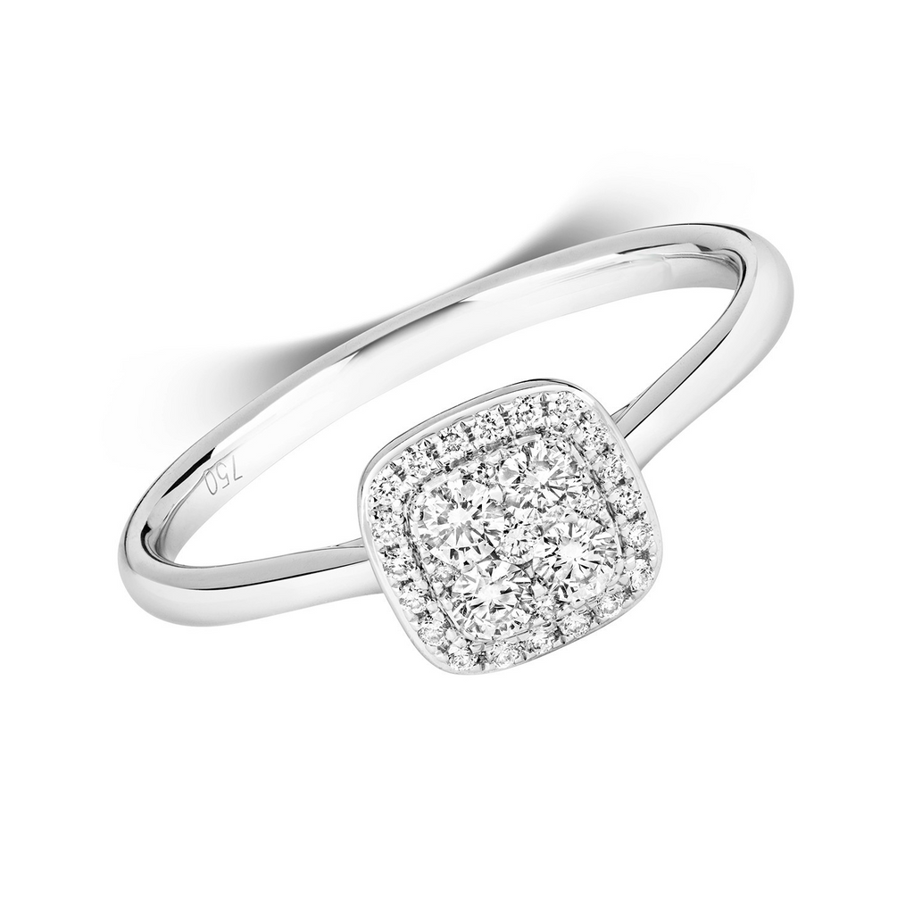 Natural Diamond Statement Cluster Ring 18ct White Gold Hallmarked Sizes J - Q