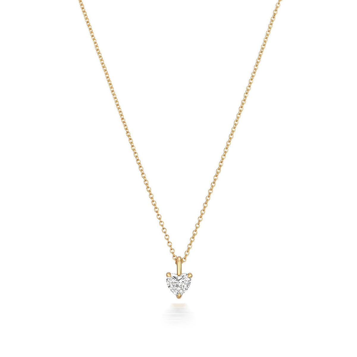 1 Natural Diamond Heart Necklace 18ct Yellow Gold Hallmarked British Made