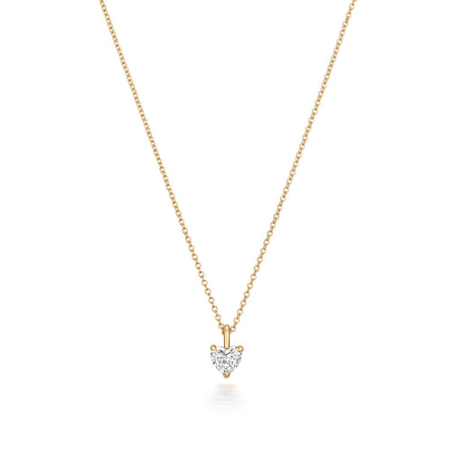 1 Natural Diamond Heart Necklace 18ct Yellow Gold Hallmarked British Made