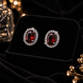 Garnet Earrings Halo Sterling Silver 925 Hallmarked New Boxed British Made 8mm