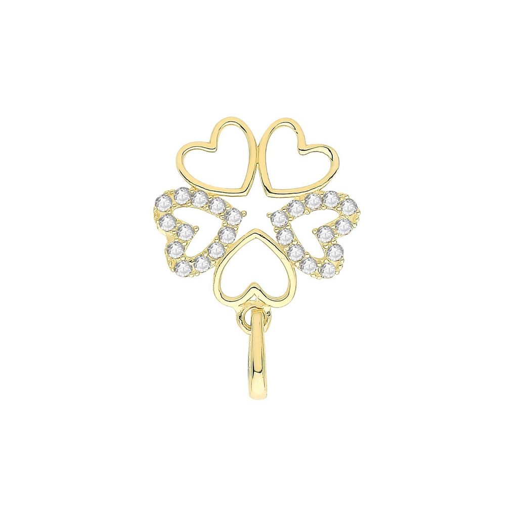 Heart Clover 9ct Yellow Gold Pendant 375 Hallmarked All Chain Lengths
