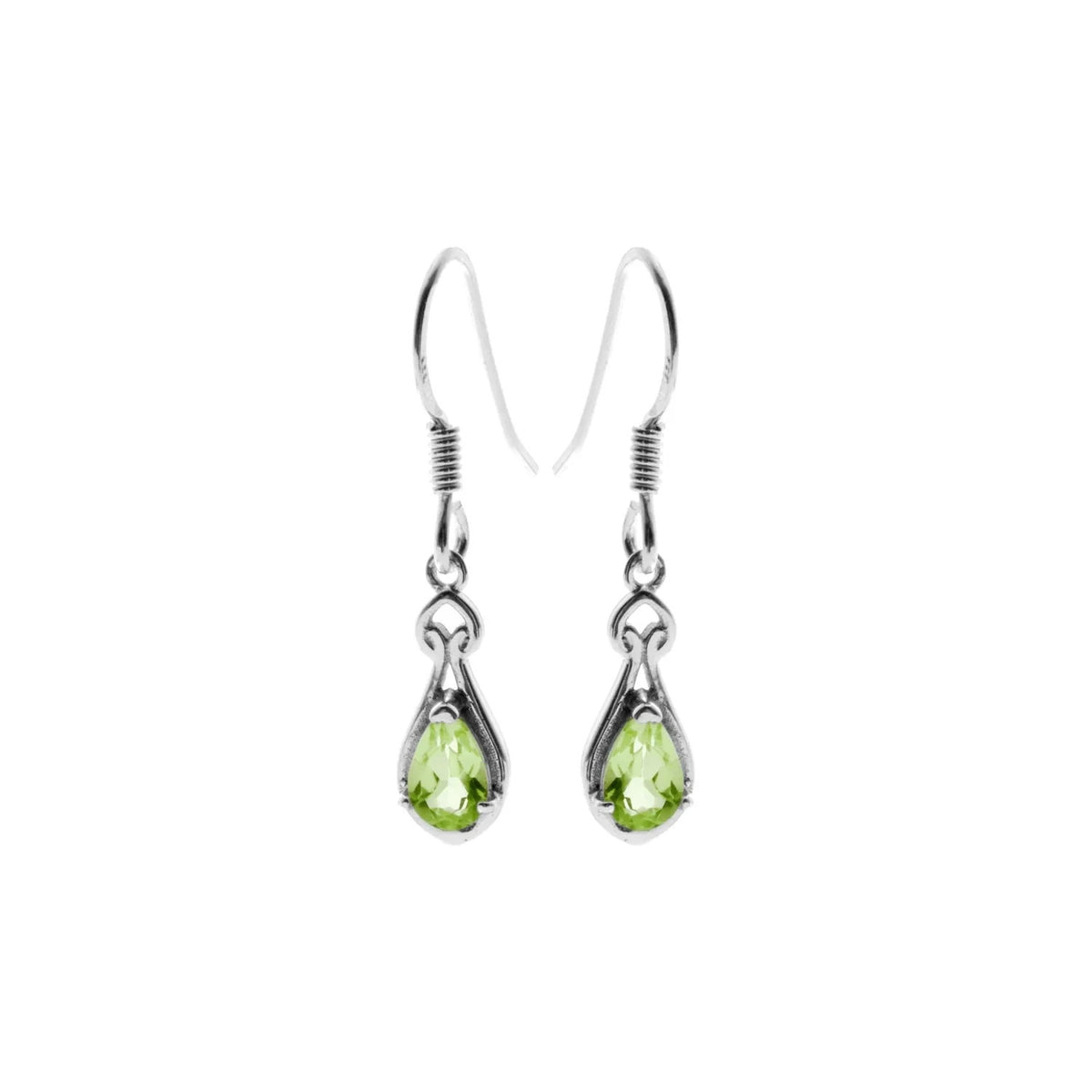Natural Peridot Teardrop Drop Earrings Sterling Silver 925 Hallmarked Brand New
