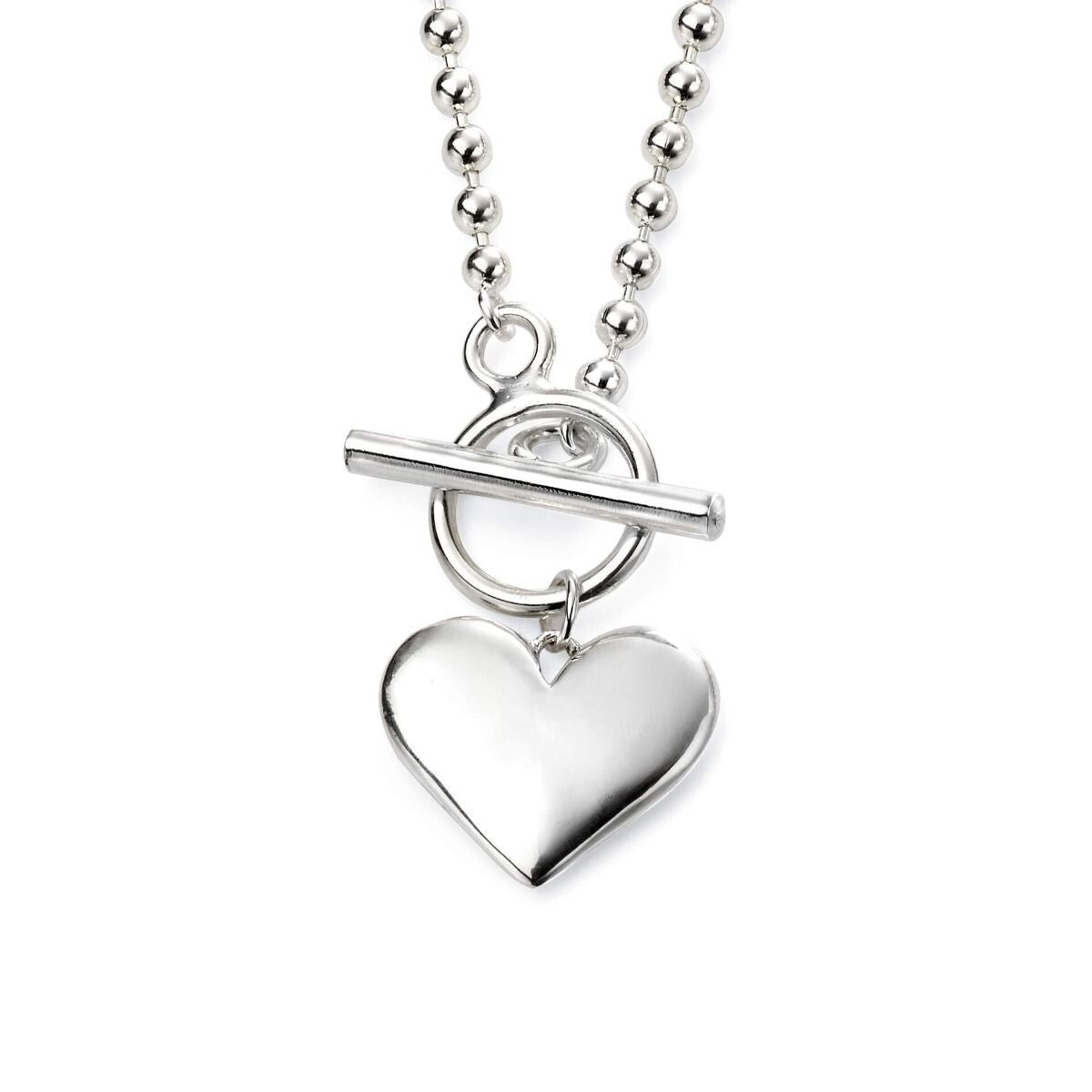 Ball Chain Heart Necklace 925 Sterling Silver Hallmarked British Made Brand New