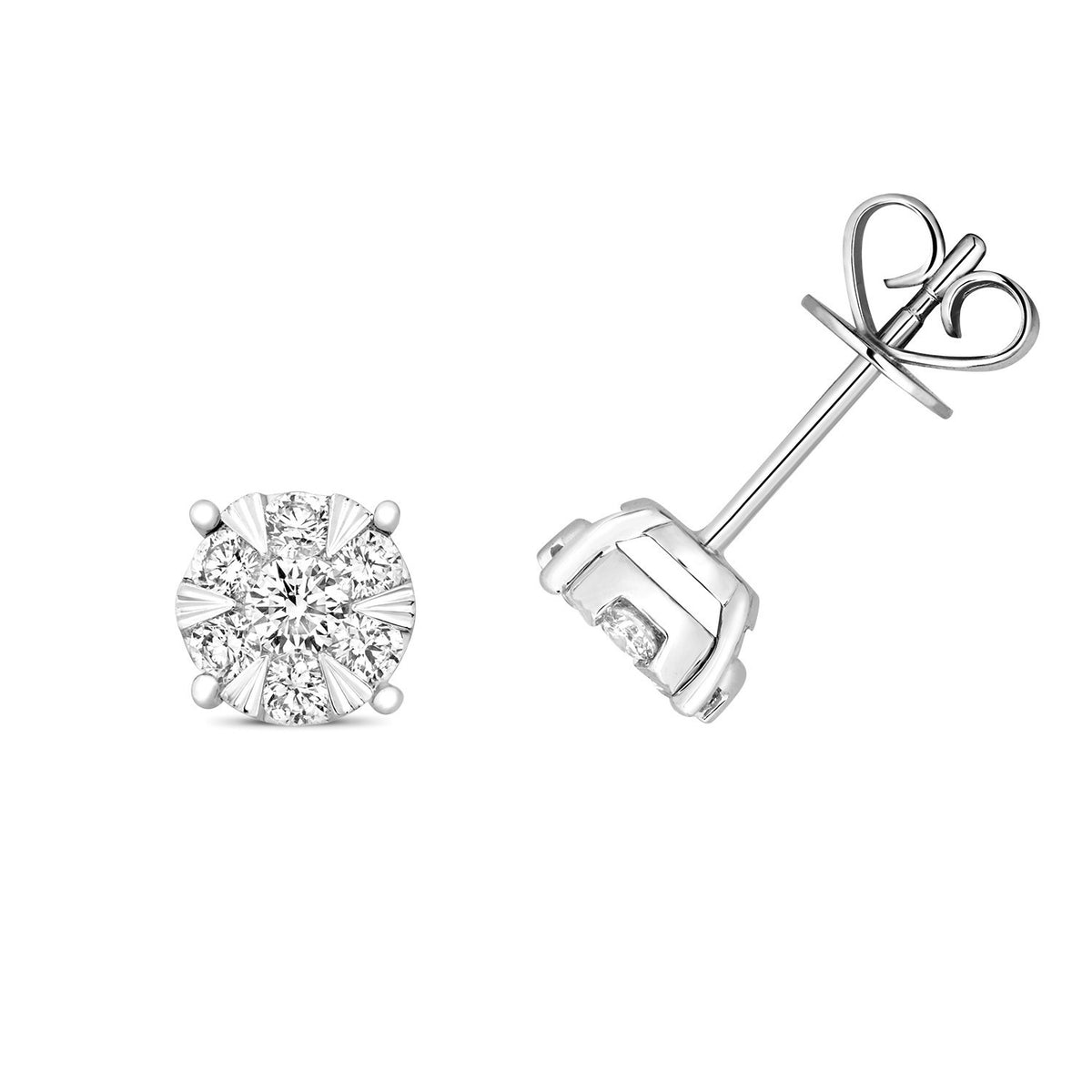 7 Natural Diamond Statement Earrings 18ct White Gold Hallmarked British Made