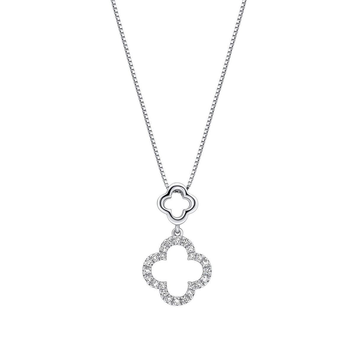 9ct White Gold Quatrefoil Pedant 375 Hallmarked British Made Brand New Boxed