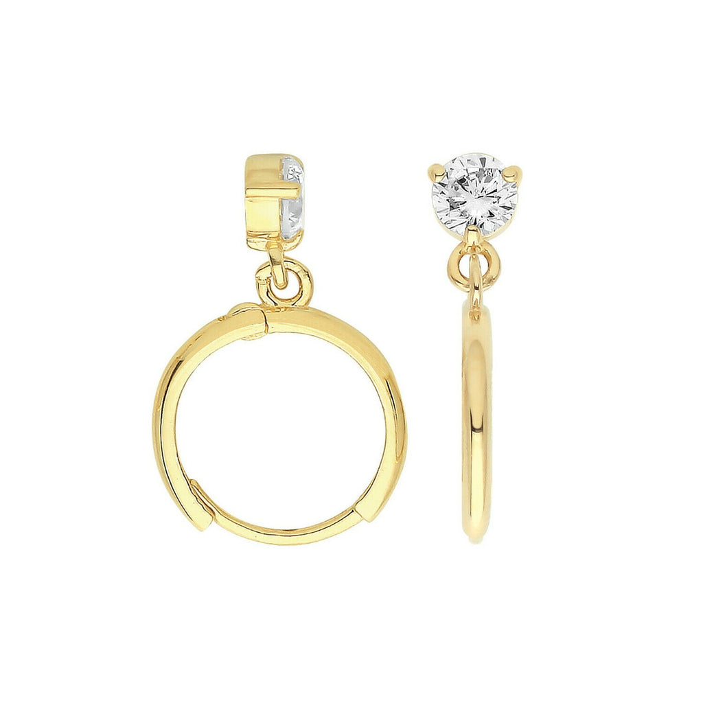 Yellow Gold Gemstone Earrings Drop Hoops Natural Stone 375 9 Carat New Boxed