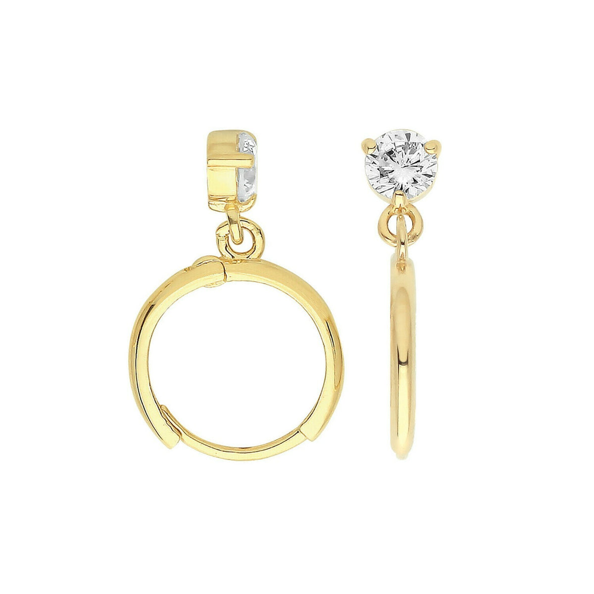 Yellow Gold Gemstone Earrings Drop Hoops Natural Stone 375 9 Carat New Boxed