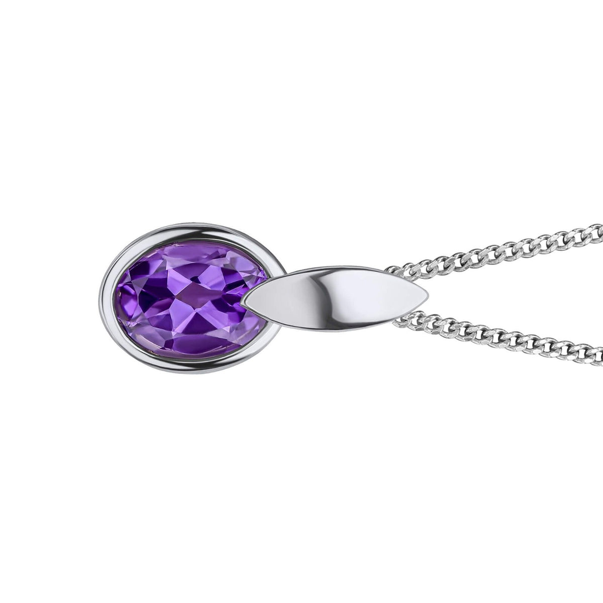 Sterling Silver Amethyst Pendant 925 Hallmarked British Made All Chain Lengths