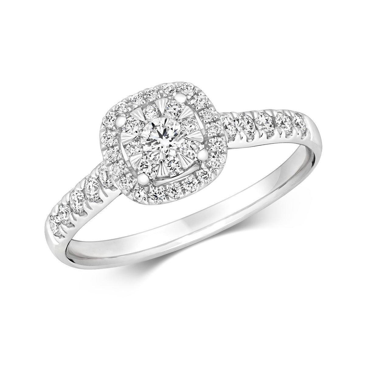 Natural Diamond Brilliant Halo Ring 18ct White Gold Hallmarked Sizes J - Q