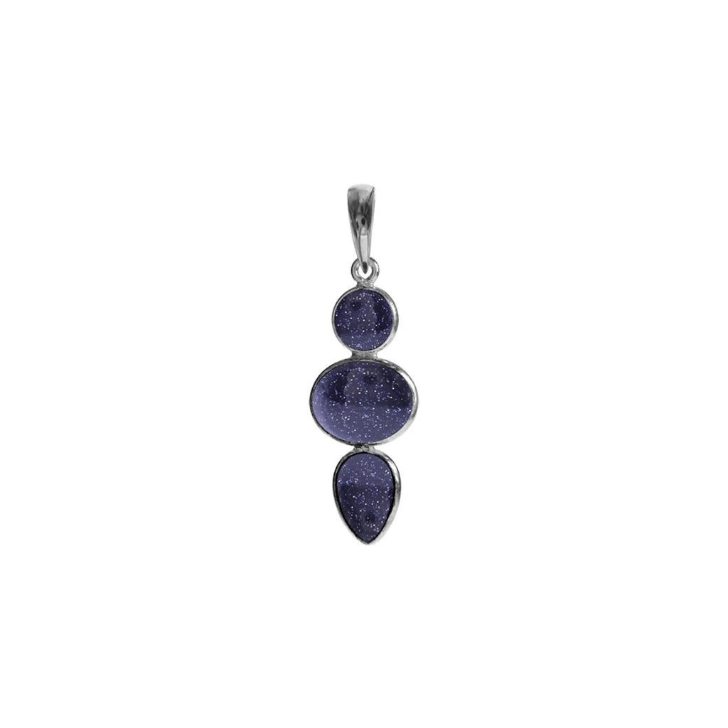 Mixed Shape Goldstone Pendant Sterling Silver 925 Hallmark  All Chain Lengths