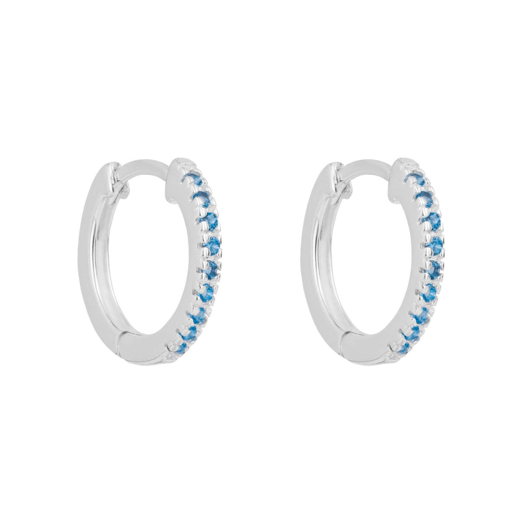 Blue Crystal Hoop Earrings Sterling Silver 925 Hallmarked Brand New Boxed