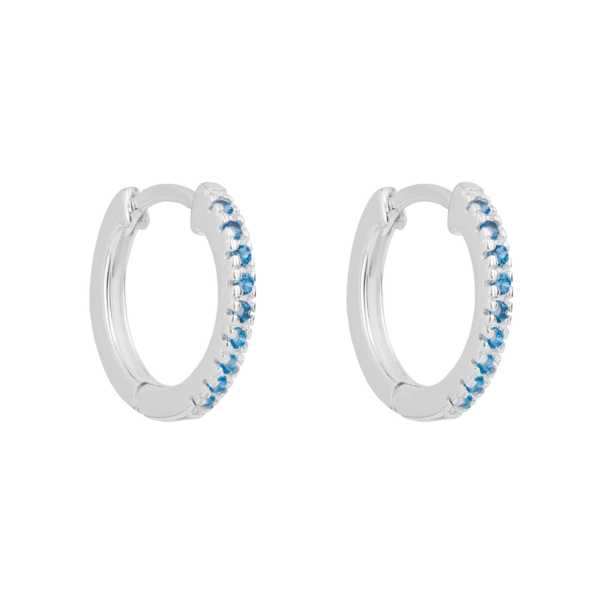 Blue Crystal Hoop Earrings Sterling Silver 925 Hallmarked Brand New Boxed