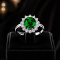 Rectangular Emerald Ring Sterling Silver 925 Hallmark Sizes I - P British Made