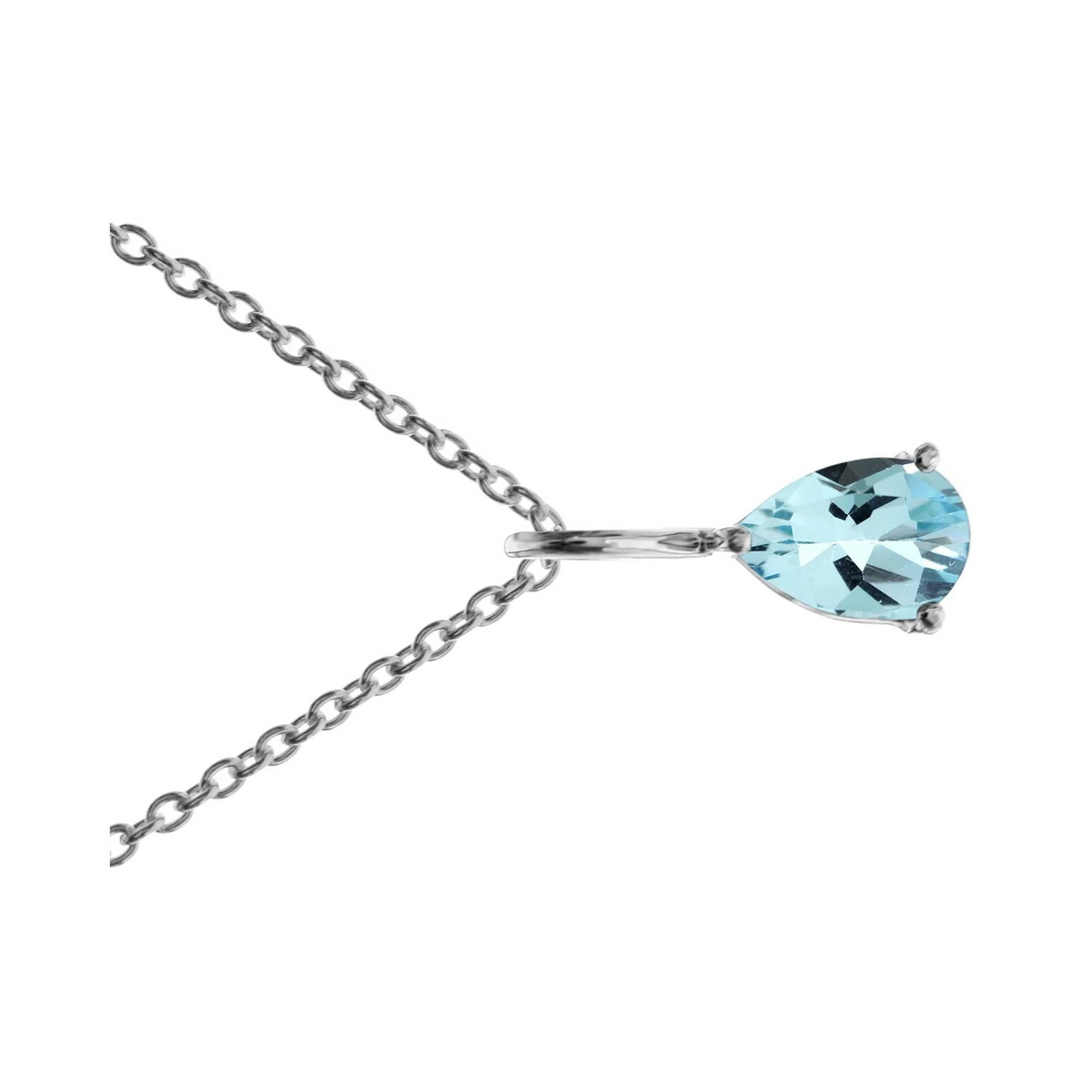 Teardrop Blue Topaz Necklace Solid Sterling Silver 925 Hallmarked British Made
