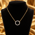 Ladies Pave Open Circle Necklace 9ct Yellow Gold 375 Hallmarked British Made