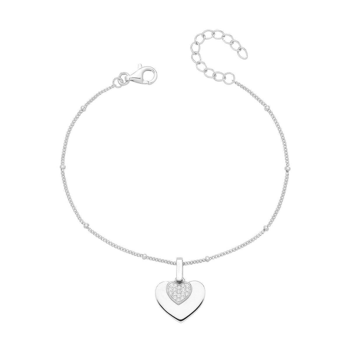 Ladies Heart Station Bracelet Sterling Silver 925 Hallmark Brand New Boxed