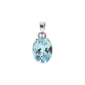 Oval Blue Topaz Pendant Sterling Silver 925 Hallmarked All Chain Lengths