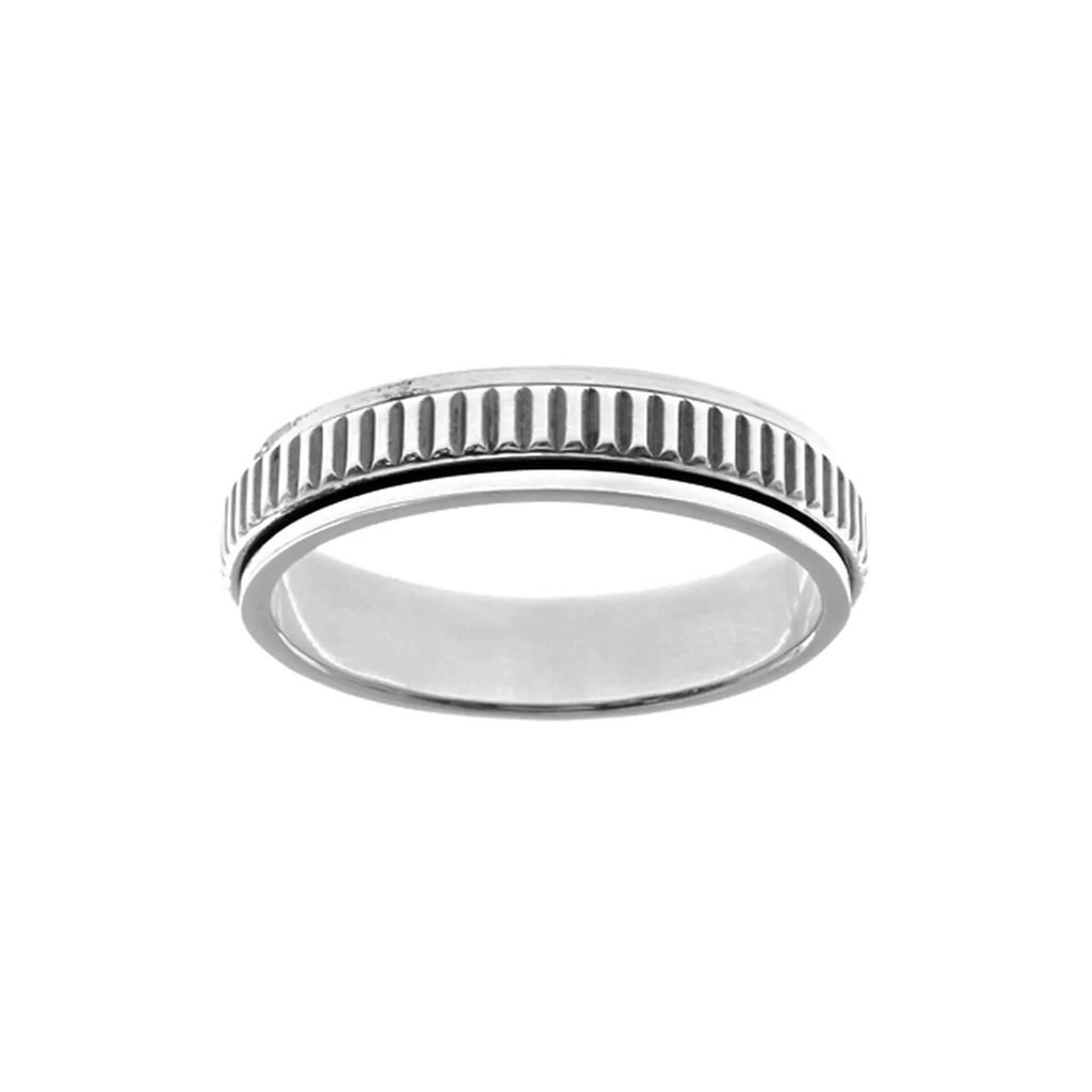 Ridged Spinner Ring Sterling Silver 925 Hallmarked British Made Size J - T
