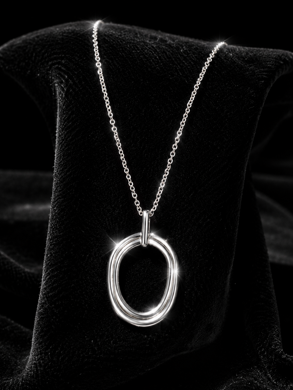 Organic Double Link Pendant Sterling Silver 925 Hallmarked All Chain Lengths
