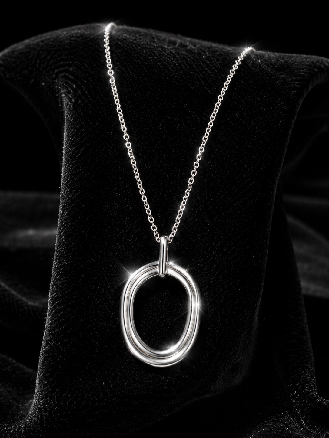 Organic Double Link Pendant Sterling Silver 925 Hallmarked All Chain Lengths
