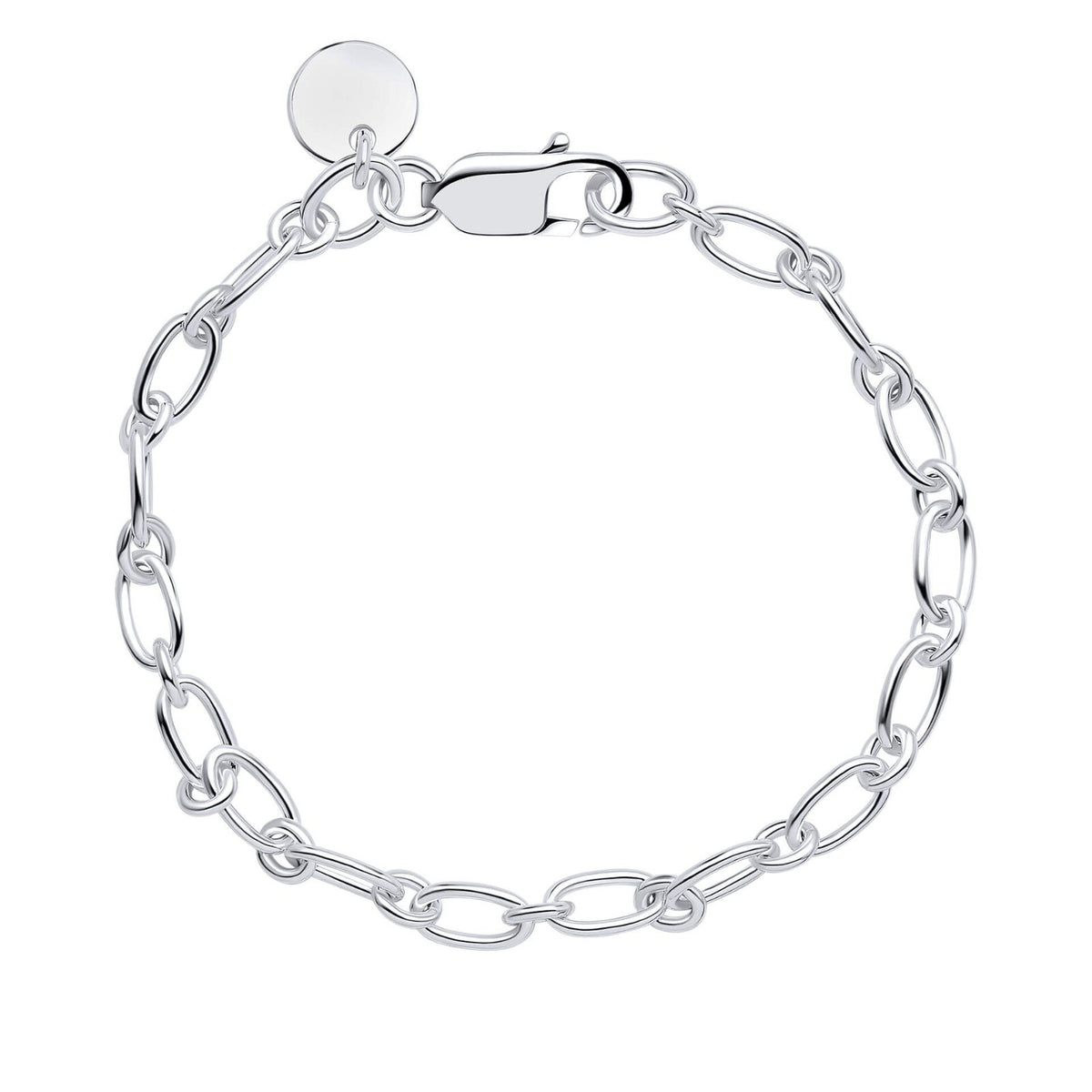 Long Link Tag Chain Bracelet Sterling Silver 925 Hallmarked Brand New Boxed