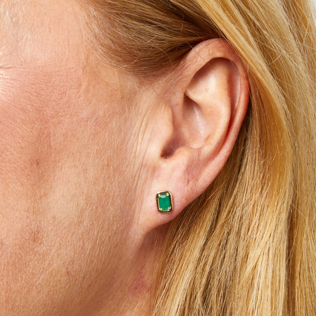 Chunky Natural Emerald Pendant & Earrings Set 9ct Yellow Gold 375 Hallmarked