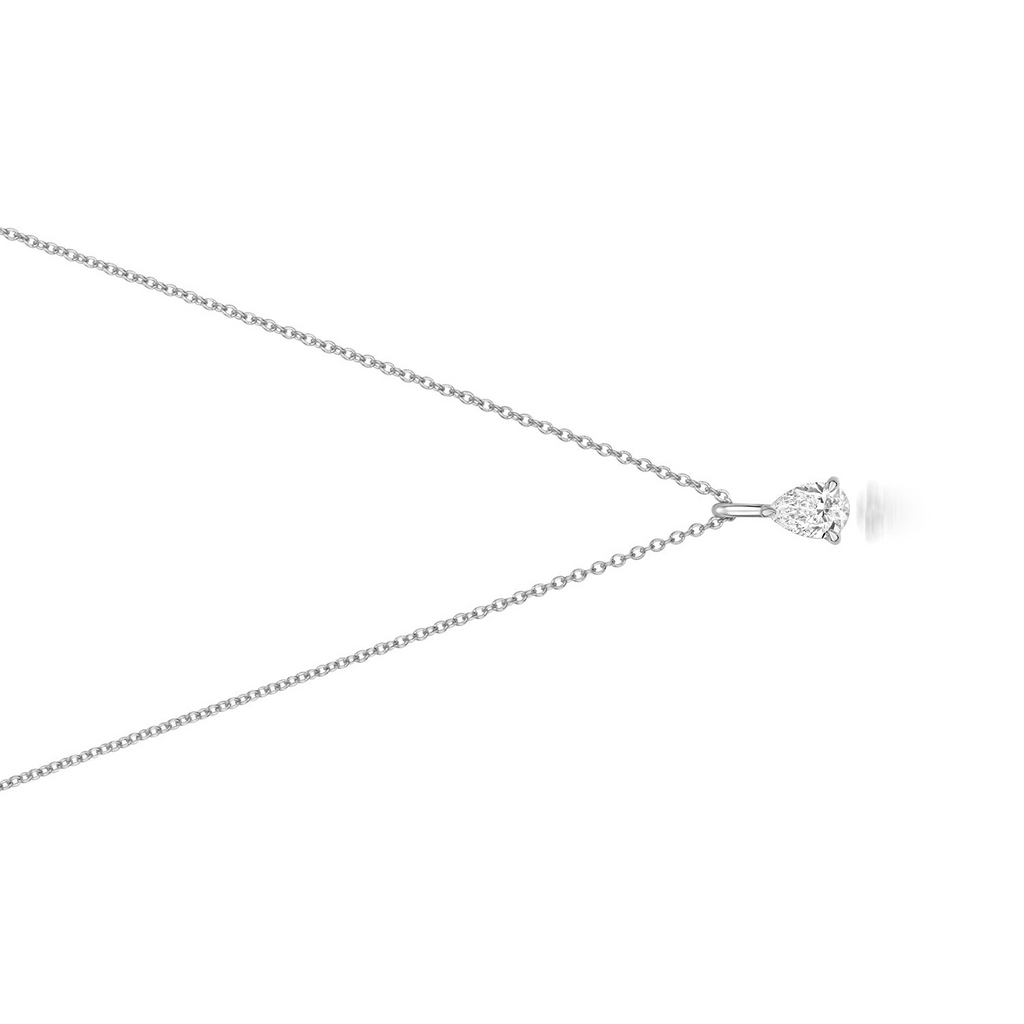 1 Natural Diamond Pear Cut Necklace 18ct White Gold Hallmarked British Made