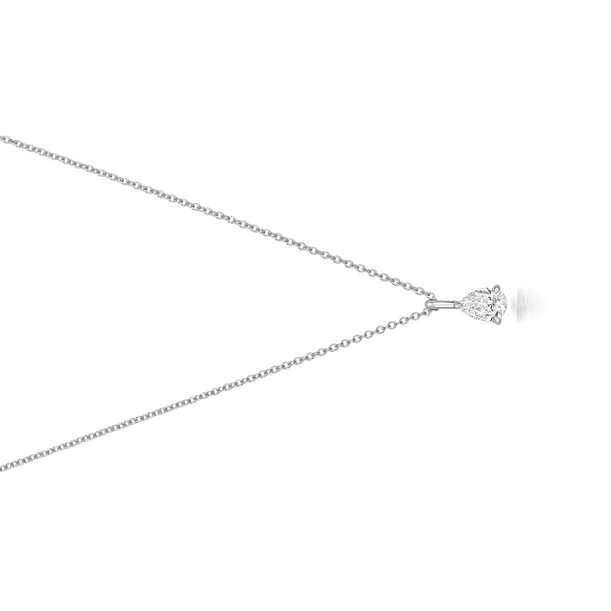 1 Natural Diamond Pear Cut Necklace 18ct White Gold Hallmarked British Made