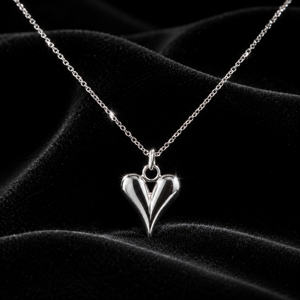 Elongated Heart Necklace Solid Sterling Silver 925 Hallmarked British Made
