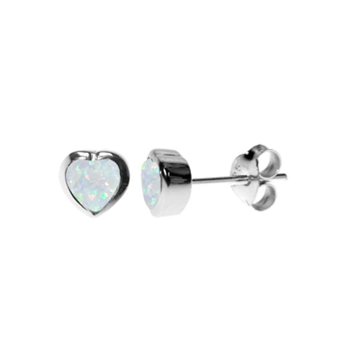 6mm Natural Heart Opal Earrings Sterling Silver 925 Hallmarked Brand New