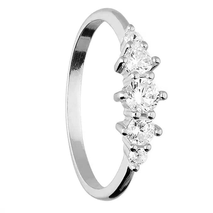 5 Stone Graduated Ring Sterling Silver 925 Hallmarked British Made Size L - R