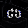 7 Stone Lapis Lazuli Hoop Earrings Sterling Silver 925 Hallmark Brand New Boxed