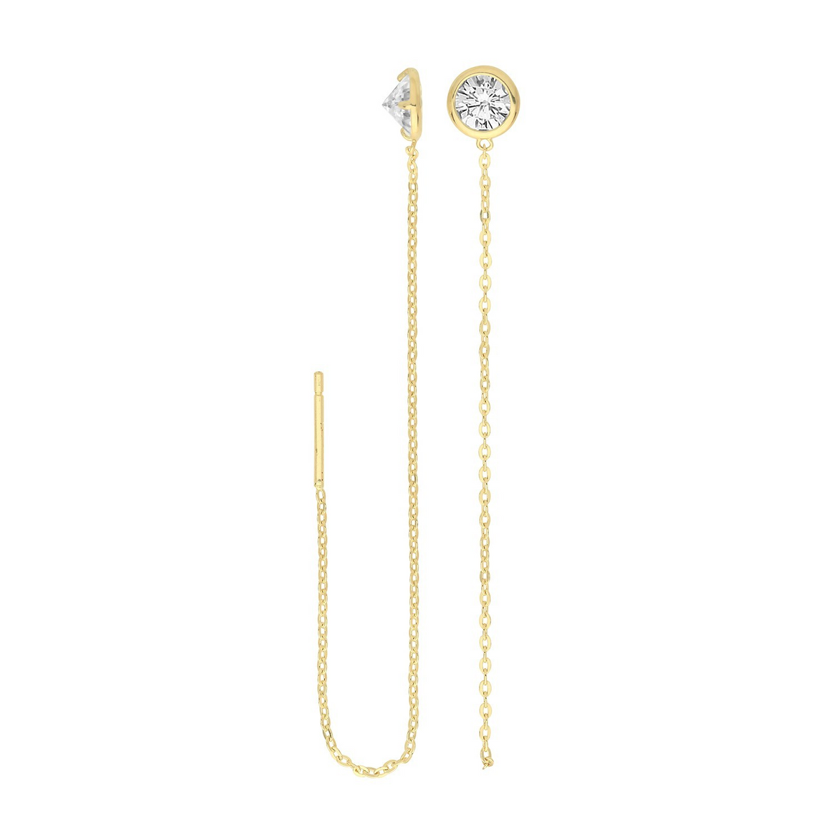 Flush Bezel Drop Earrings 9ct Yellow Gold 375 Hallmarked Brand New Boxed