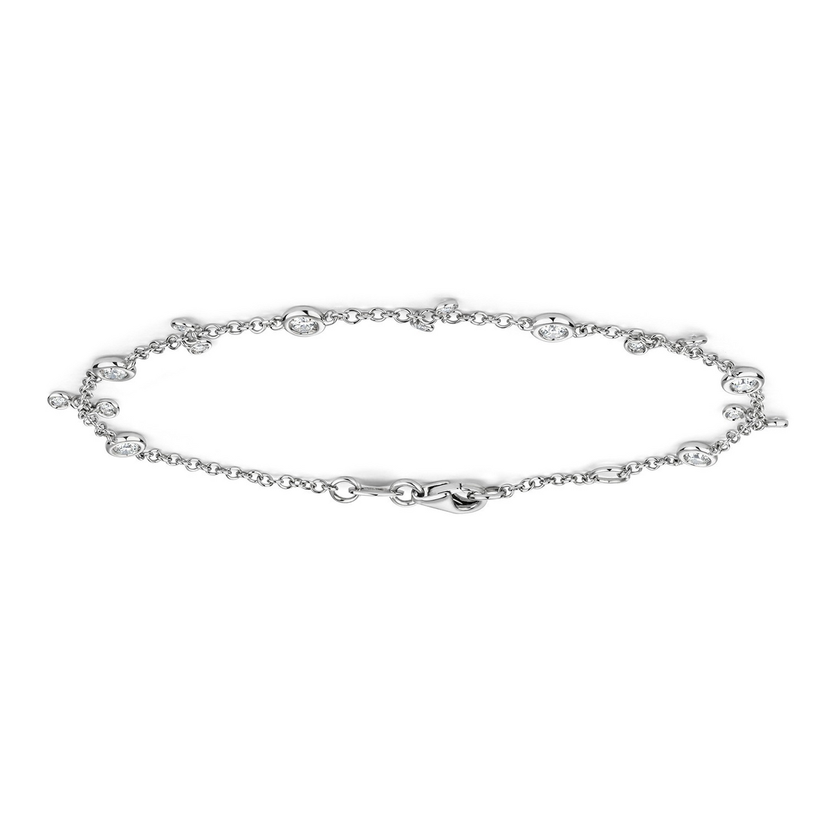 Flush 16 Natural Diamond 18ct White Gold Bracelet 375 Hallmarked British Made
