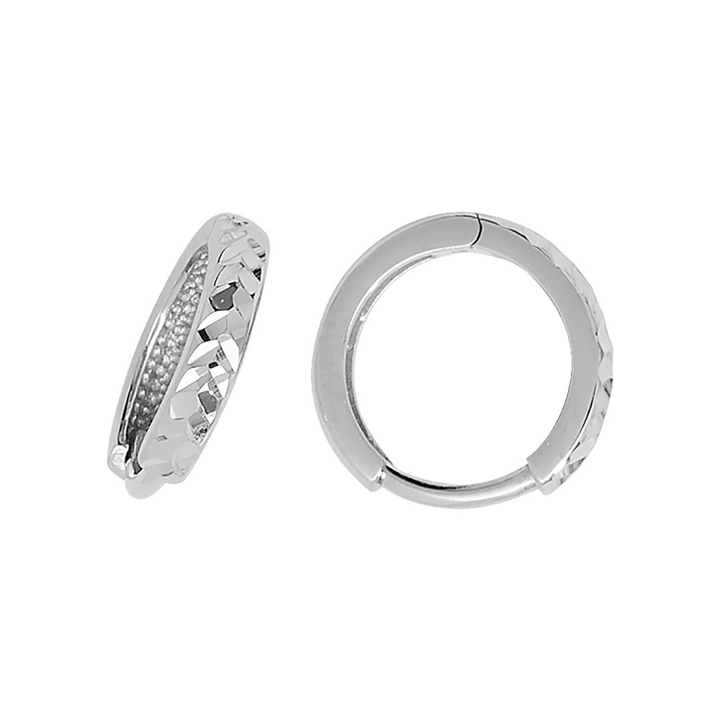 9ct White Gold DC Hoop Earrings British Made 375 Hallmarked Brand New Boxed