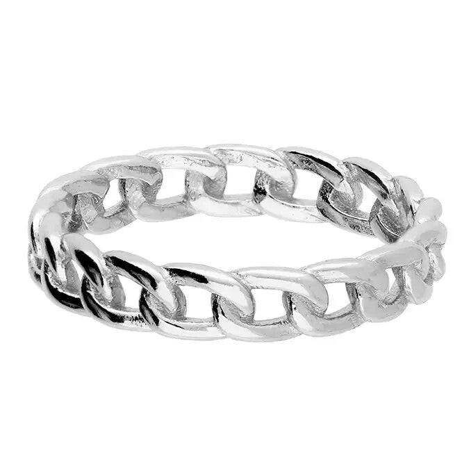 Cuban Link Chain Ring Sterling Silver 925 Hallmarked British Made Size K - R