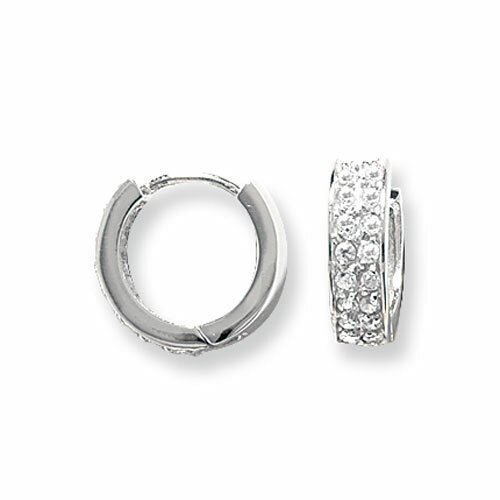 Mens Huggie Hoop Earring Cubic Zirconia Solid Sterling Silver 925 Gents Hallmark