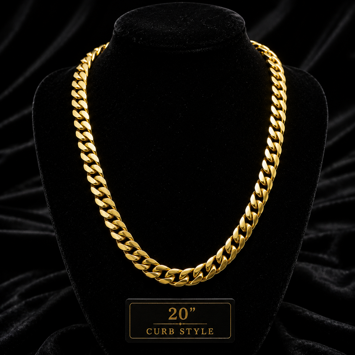 Flat Gents Curb Chain 18ct Yellow Gold Plated British Made Hallmarked