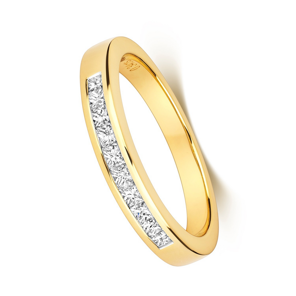 Channel Set Natural Diamond Ring 18ct Yellow Gold 375 Hallmarked Sizes J - Q