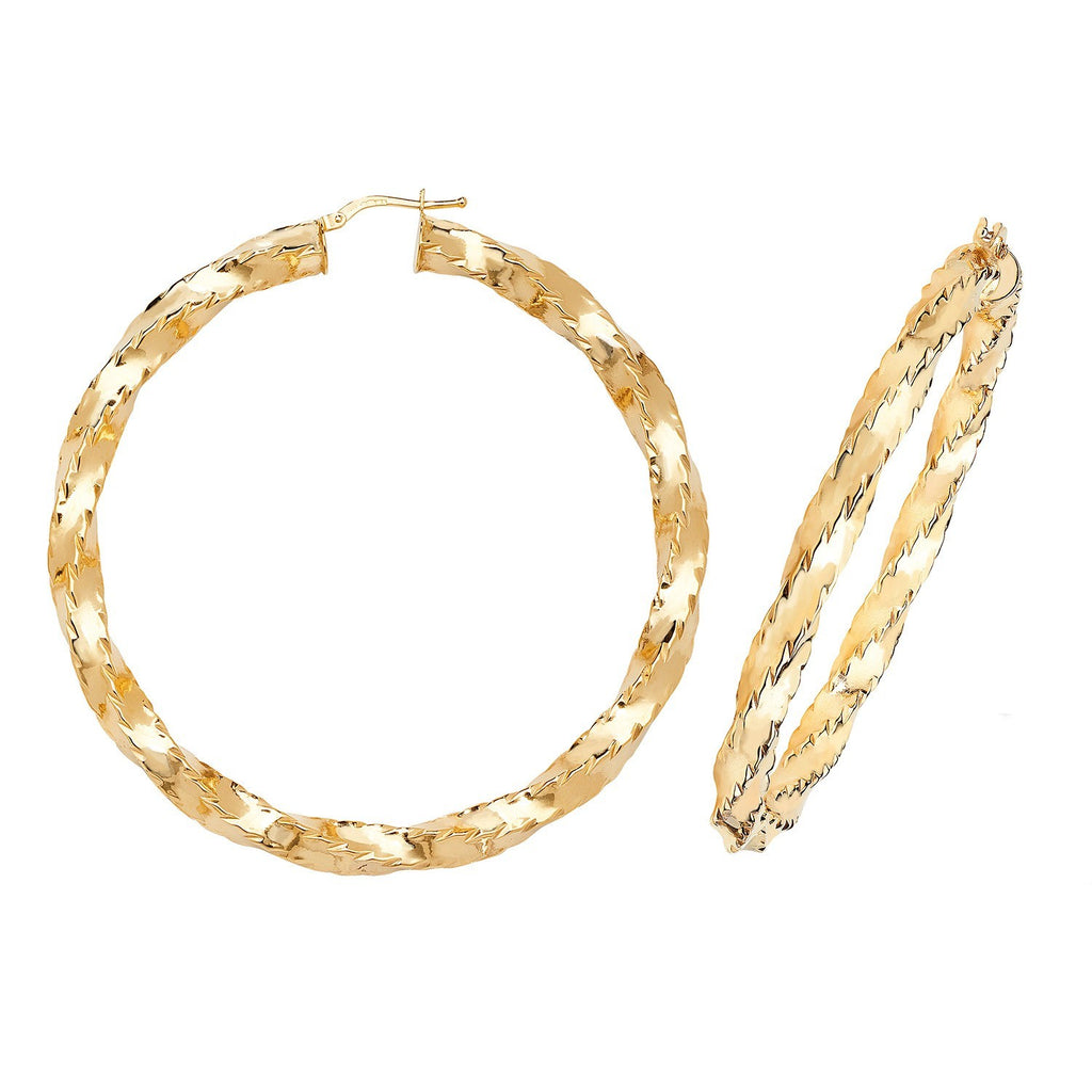 9ct Yellow Gold Chunky DC Hoop Earrings 375 Hallmarked 25mm - 60mm Diameter