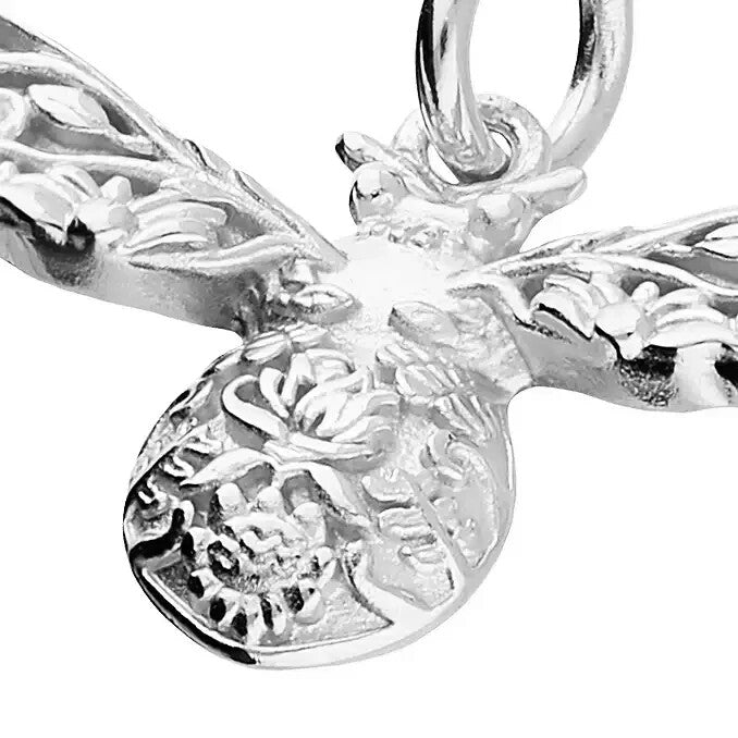 Textured Bumble Bee Pendant Sterling Silver 925 Hallmarked All Chain Lengths