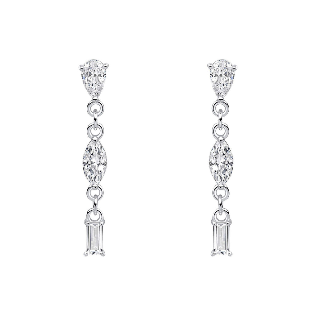 Variation Stone Zircon Drop Earrings Sterling Silver 925 Hallmarked Brand New