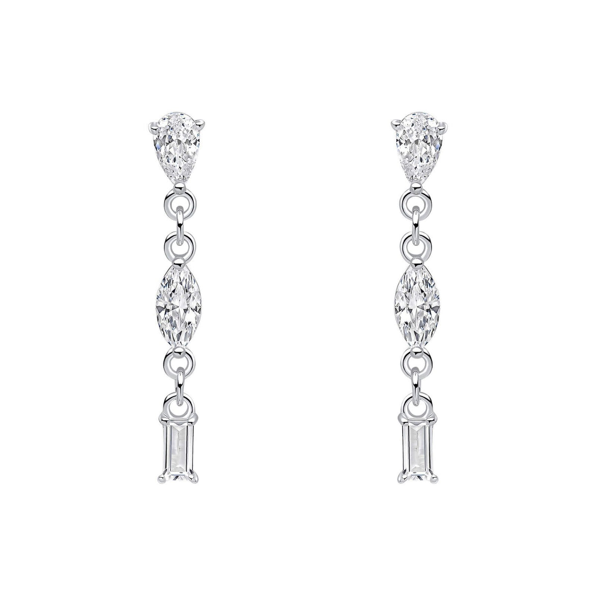 Variation Stone Zircon Drop Earrings Sterling Silver 925 Hallmarked Brand New