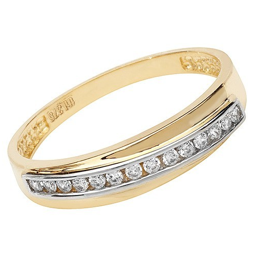 Channel Set Band Ring 9ct 2 Tone Gold 375 Hallmarked Sizes J - S British Made