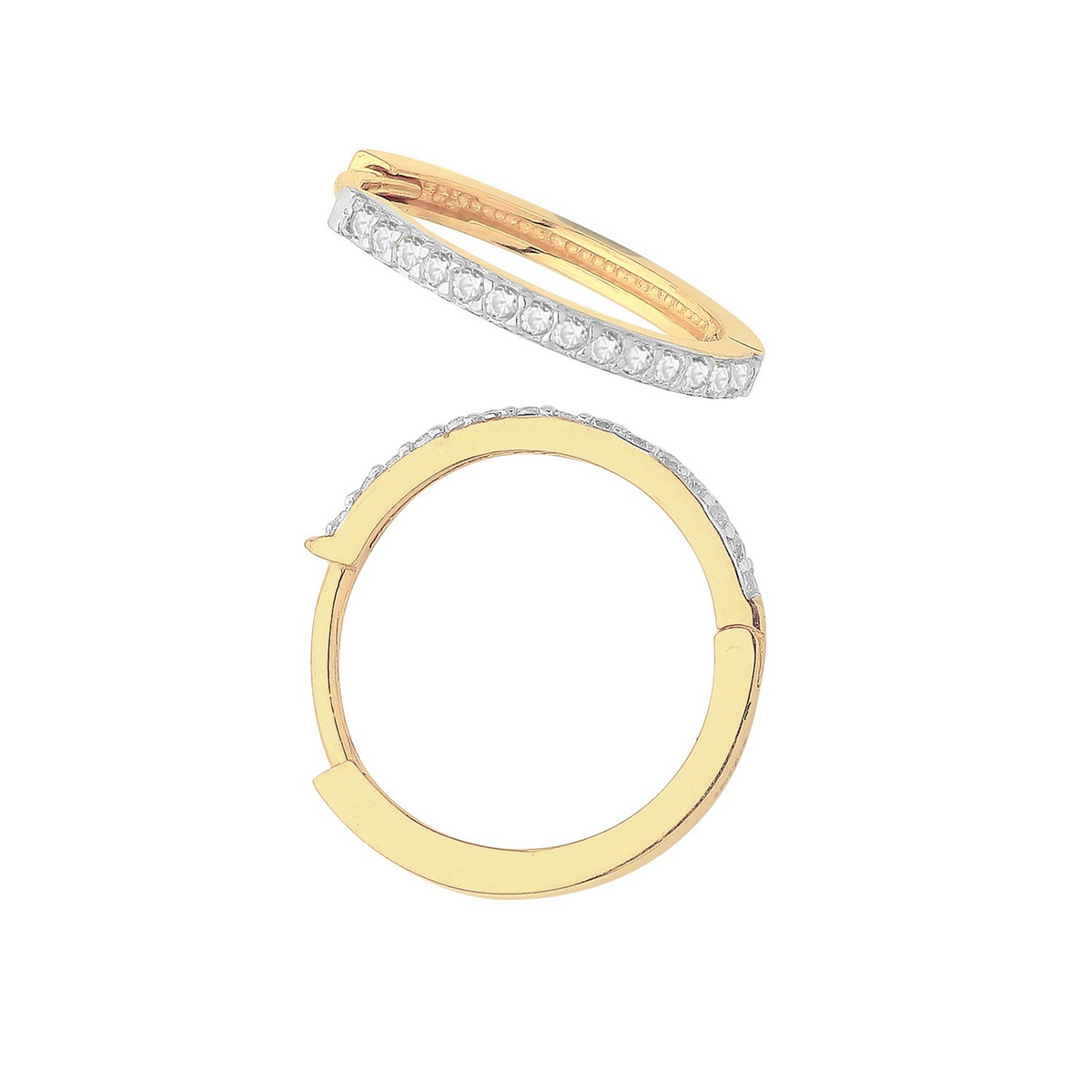 Mens 28 Stone Huggie Hoop Earring 9ct Yellow Gold 375 Hallmarked Brand New Boxed