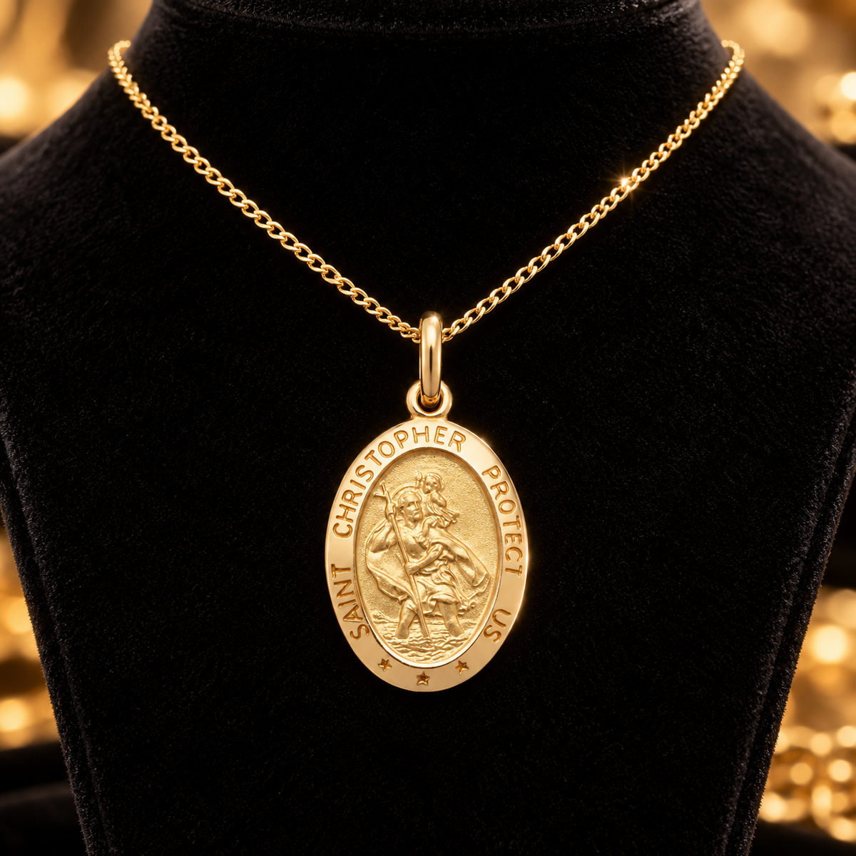 Oval St Christopher 9ct Yellow Gold Pendant 375 Hallmarked All Chain Lengths
